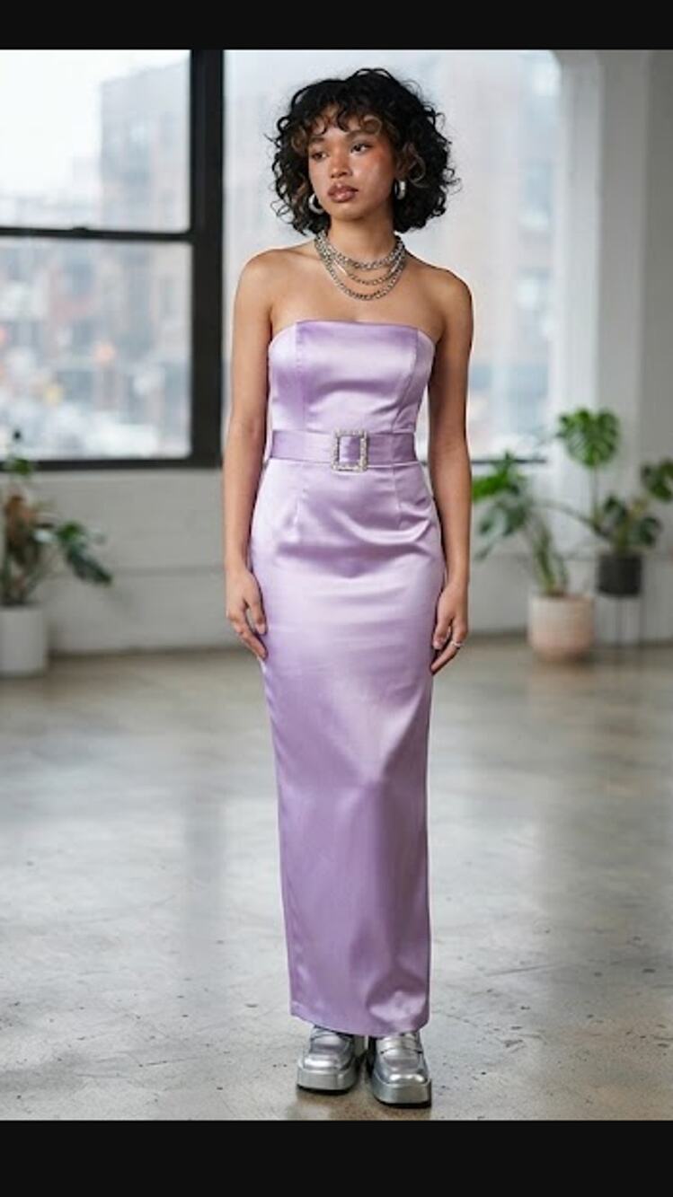 Y2K Vintage Nicole Miller Lilac Purple Formal Prom Dress Rhinestone Buckle 6/8